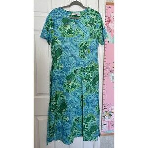NWOT Loungees Large Floral Cotton Midi Dress Made In India Pocked